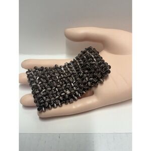 Bracelet‎ Brown Seed Bead Elastic Boho Stretchy 2 inches wide woven beads
